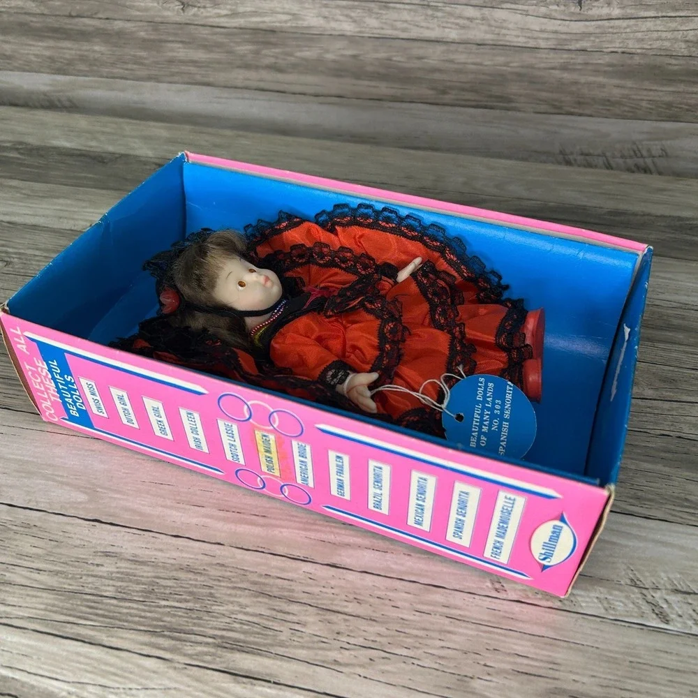Vintage Shillman Doll Hong Kong 1973 Spanish Senorita Red Dress